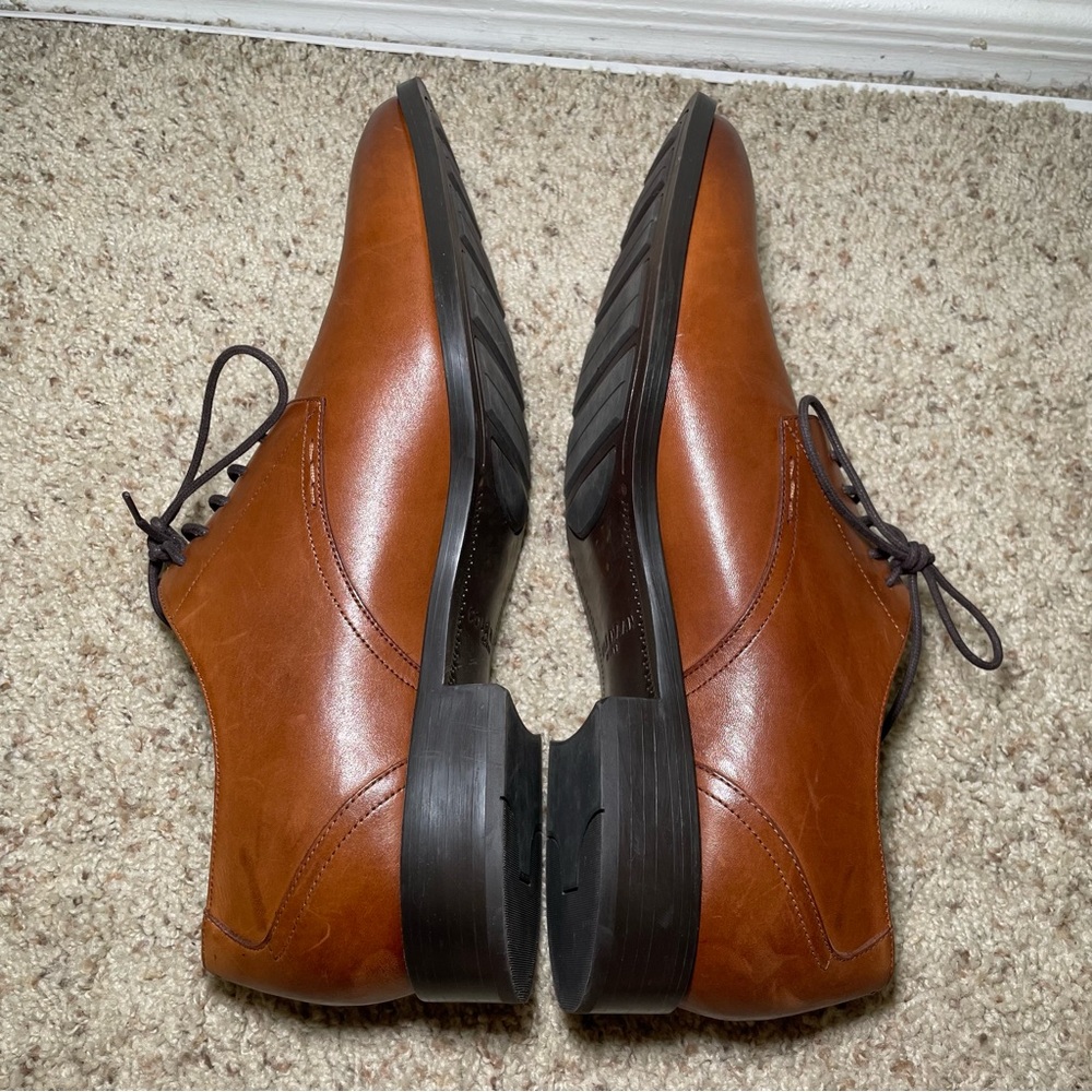 Cole Haan Grand Hawthorne Mens 13M Plain Oxford British Tan Leather Shoes C32352 - Picture 3 of 11